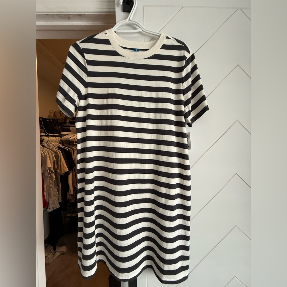 Black and White Striped T-Shirt Dress